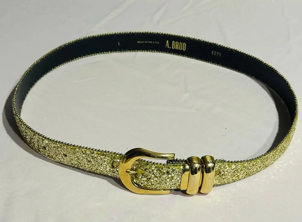 A. Brod Gold Design Women's Waist Belt Size L Made in USA chic western country